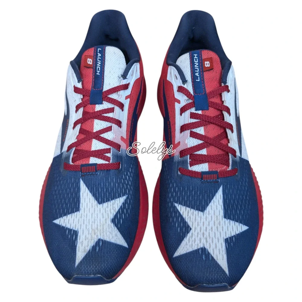 Brooks Launch 8 Texas Star Flag Red White and Blue Running Sneaker Womens 10 - Picture 2 of 12